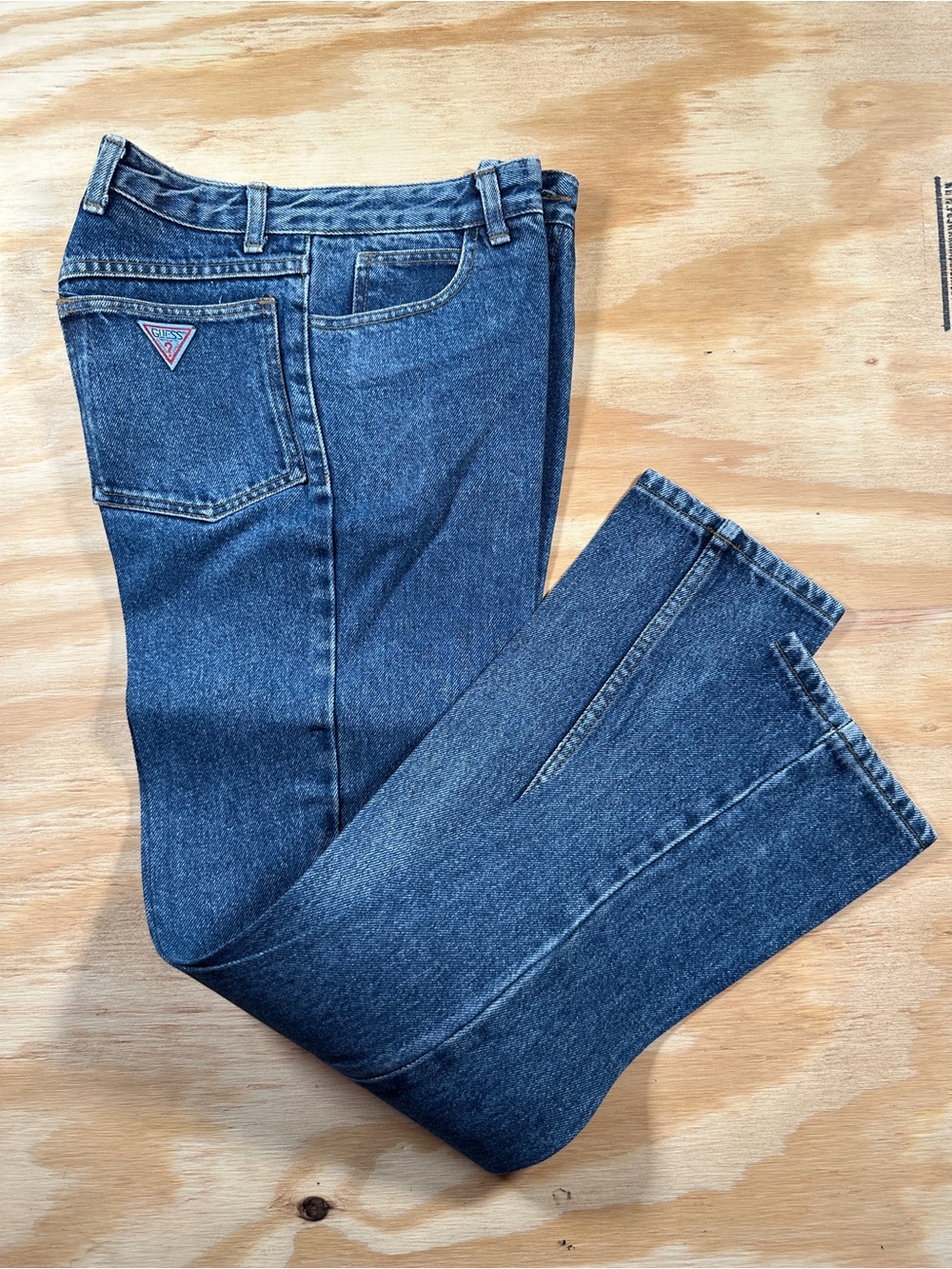 Guess Men's Straight Jeans in Blue Denim with Triangle Logo